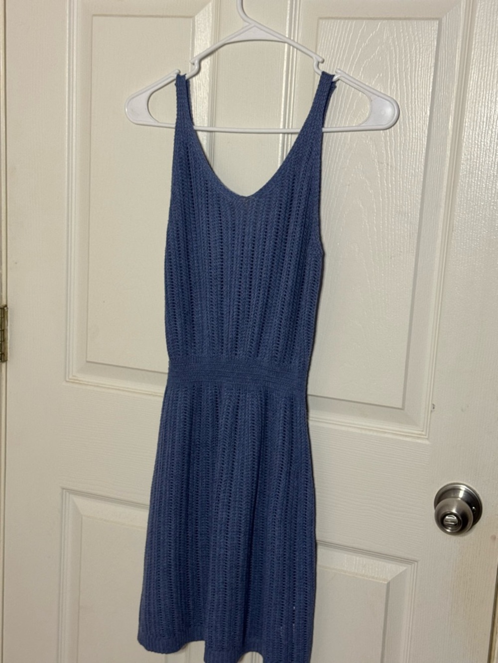 Sleeveless Blue Knit Mini Dress
